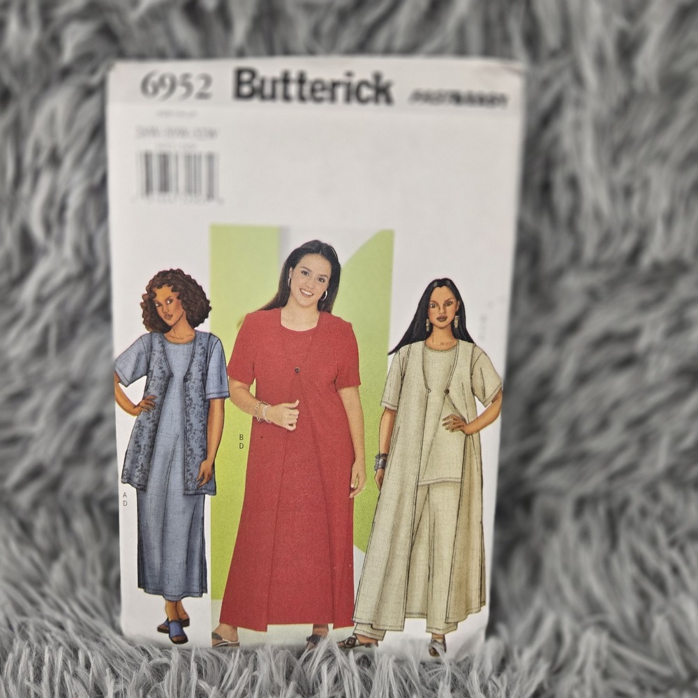 Butterick Sewing Pattern 6952 Women's Vest, Top, Dress‎ & Pants 28W-32W Uncut